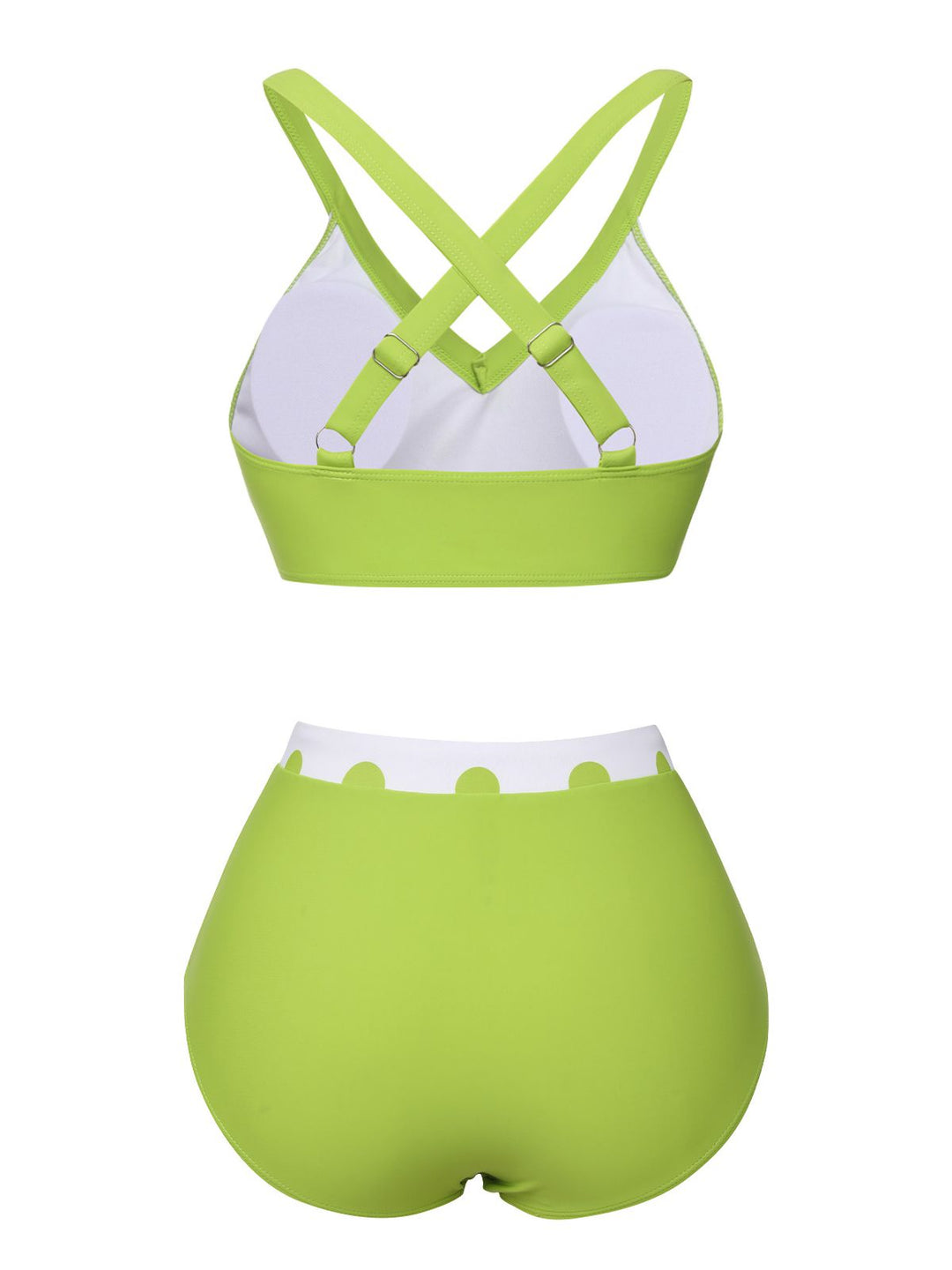 Green 1950s Polka Dot V-Neck Swimsuit, vintage swimsuit, pin-up swimwear - perfect for women who love vintage and retro fashion