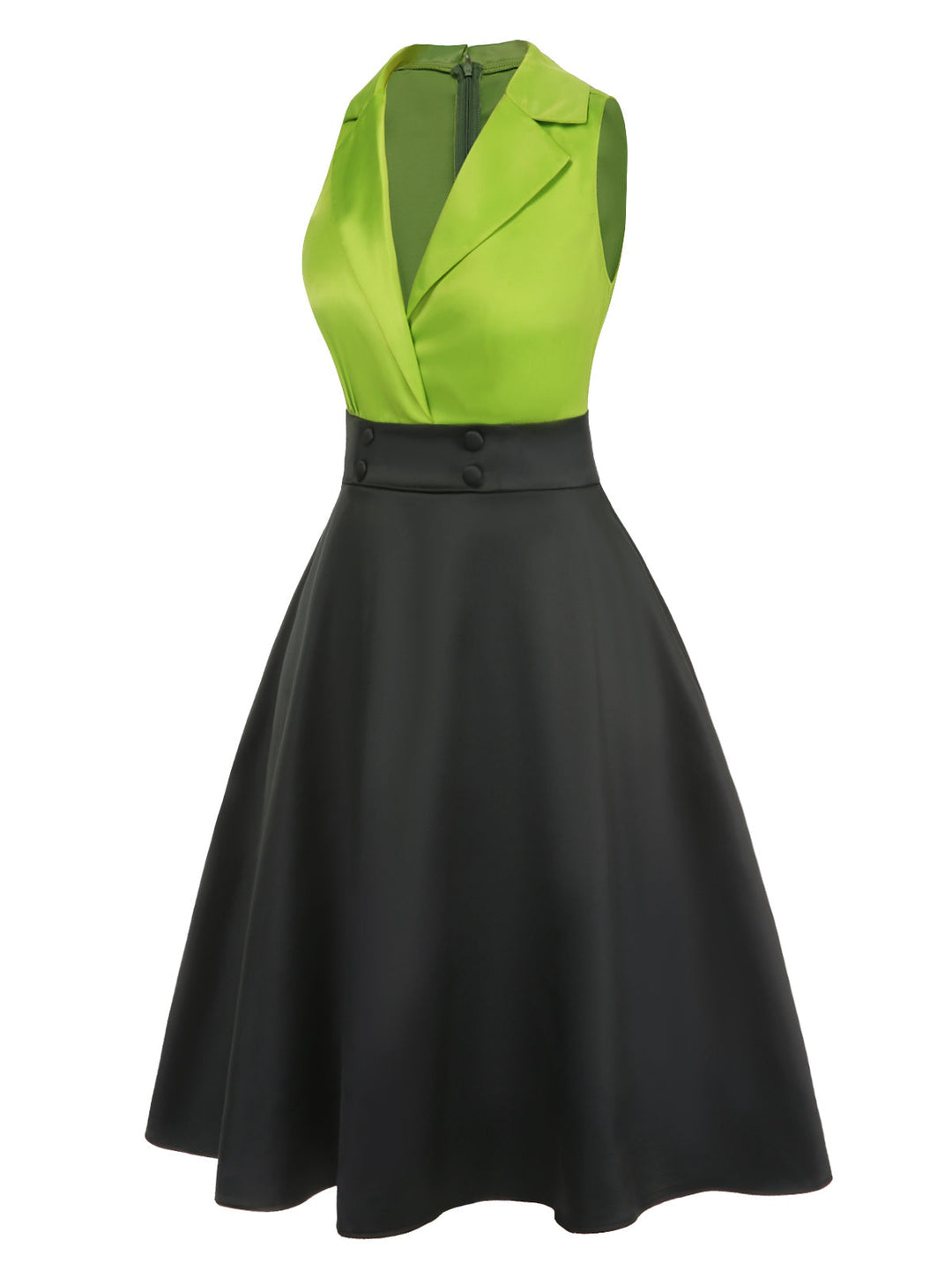 Green 1950s Satin Lapel Patchwork Dress, vintage dress, retro fashion, rockabilly, pin-up fashion - perfect for women who love vintage and retro fashion