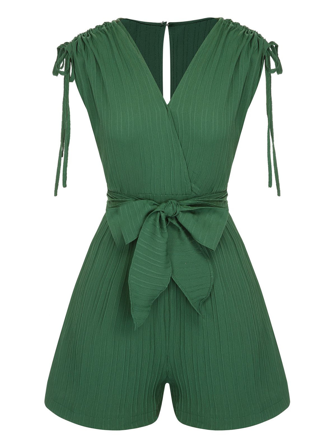 Green 1950s Solid Belt V-Neck Romper, vintage romper, retro jumpsuit - perfect for women who love vintage and retro fashion