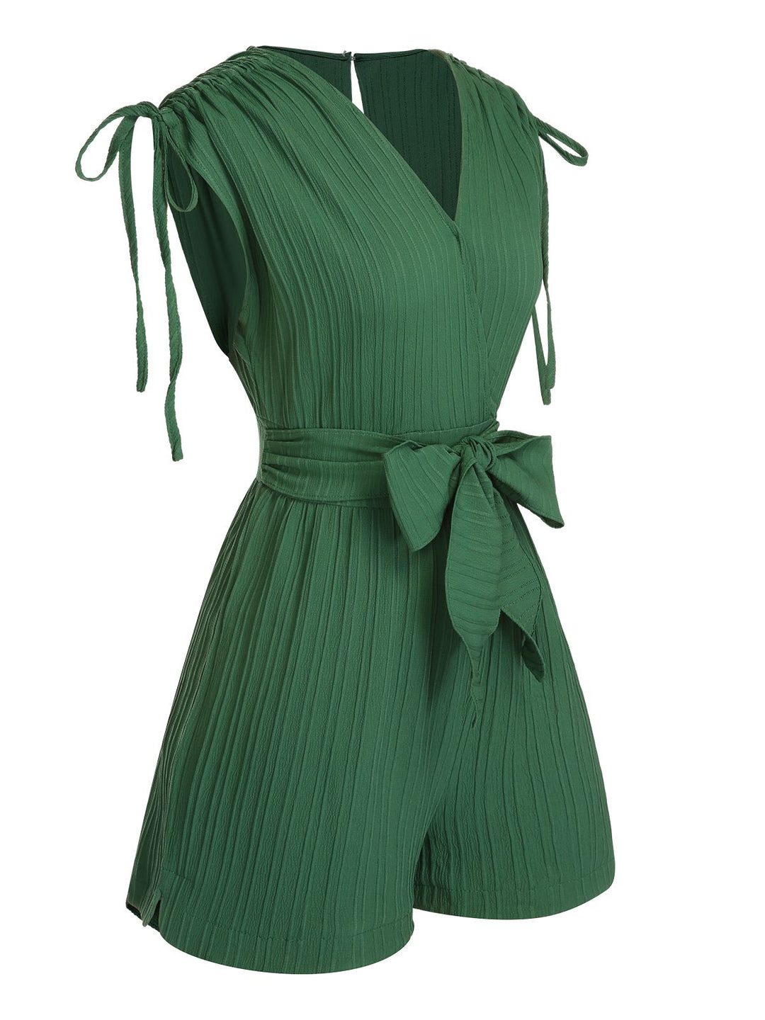 Green 1950s Solid Belt V-Neck Romper, vintage romper, retro jumpsuit - perfect for women who love vintage and retro fashion