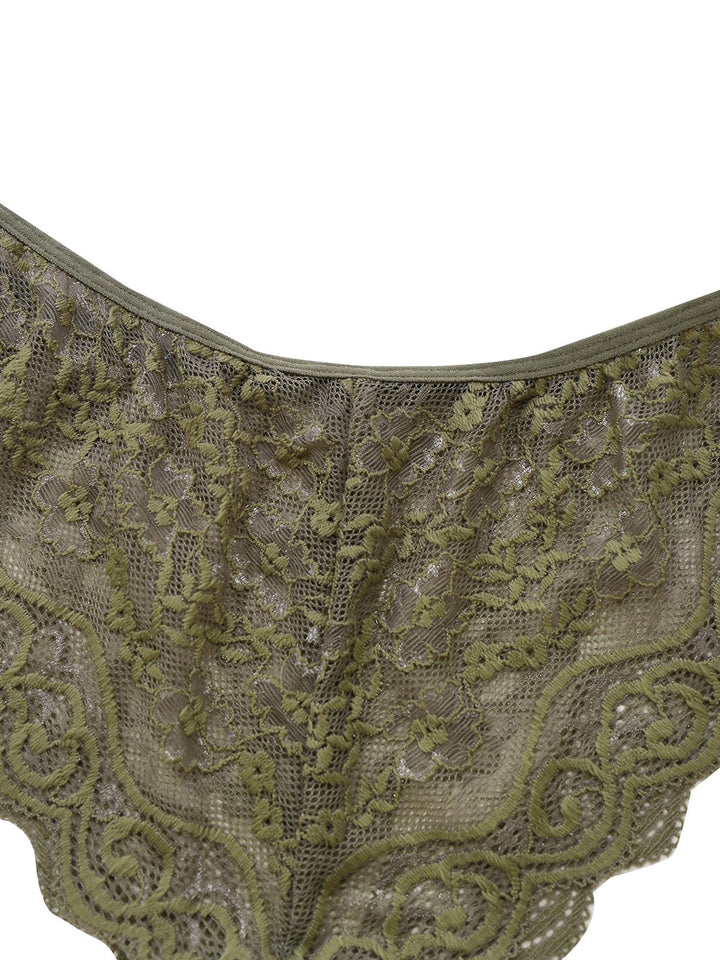 Green Solid Lace &amp; Satin Pajama Set - vintage fashion, retro style
