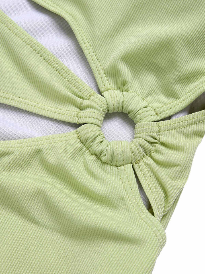 Green 1950s Solid Waist Cutout Ring Swimsuit — because 1950s glamour never goes out of style