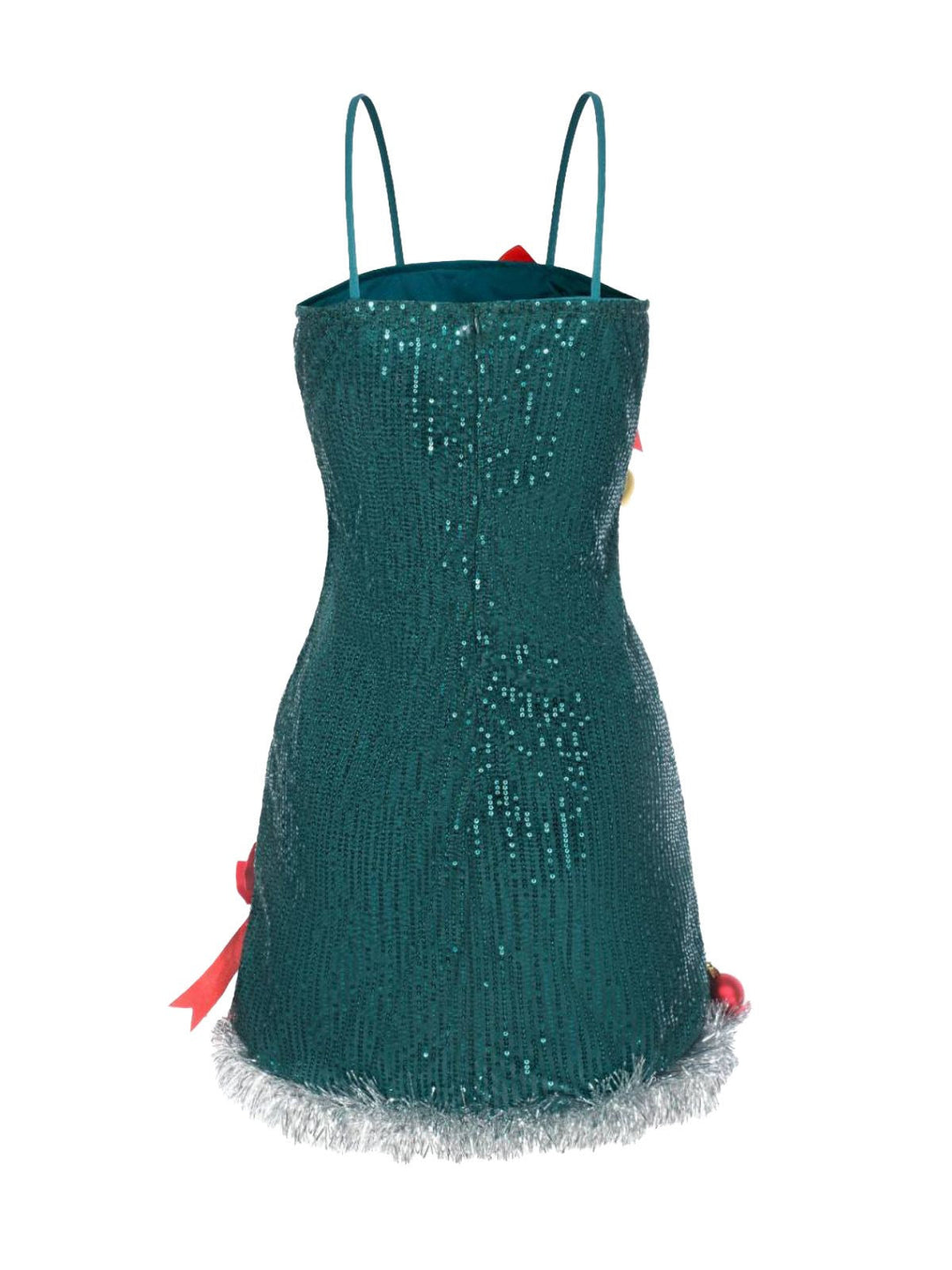 Green 1960s Bow &amp; Christmas Bell Sequin Dress - vintage dress, retro fashion