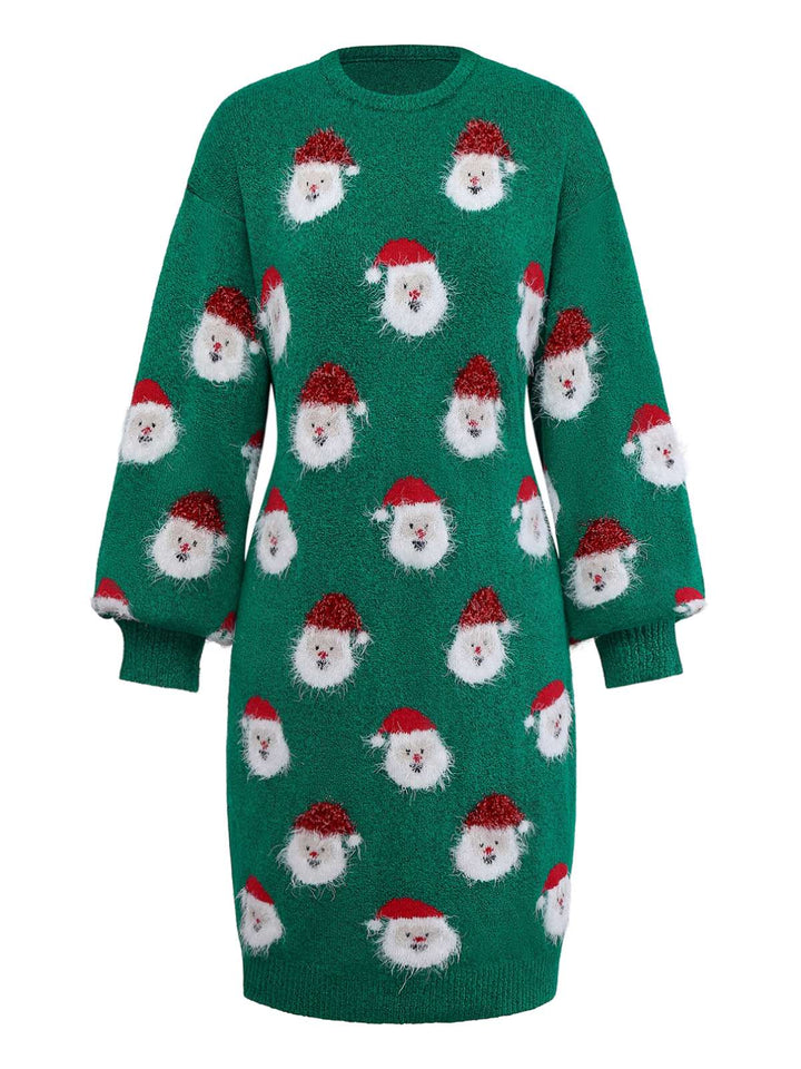 Green 1960s Christmas Santa Claus Sweater Dress - vintage dress, fashion