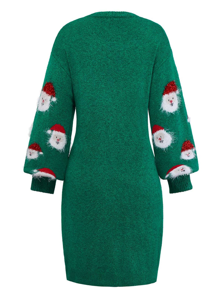 Green 1960s Christmas Santa Claus Sweater Dress - vintage dress, fashion