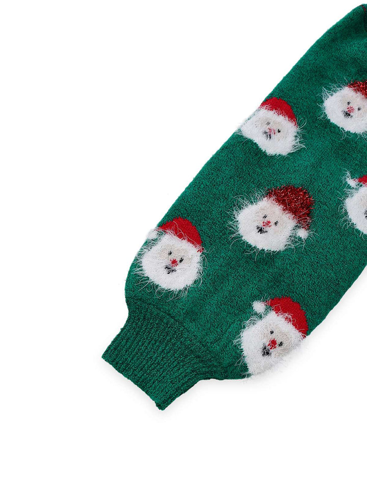 Green 1960s Christmas Santa Claus Sweater Dress - vintage dress, fashion