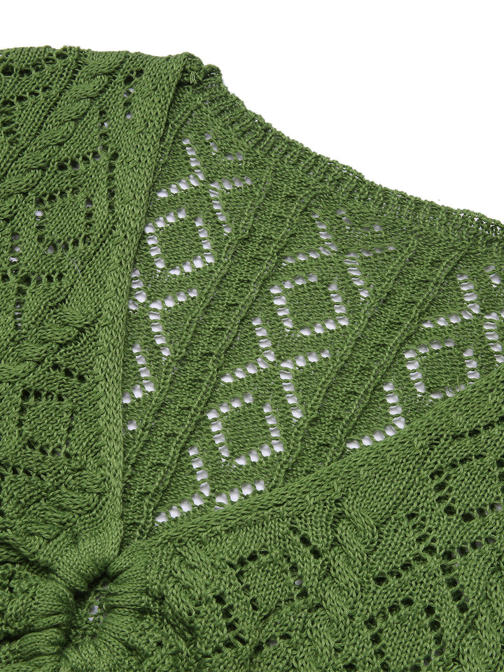 Green 1960s Cutout Strappy Crochet Cover-Up — 1960s style that transcends decades