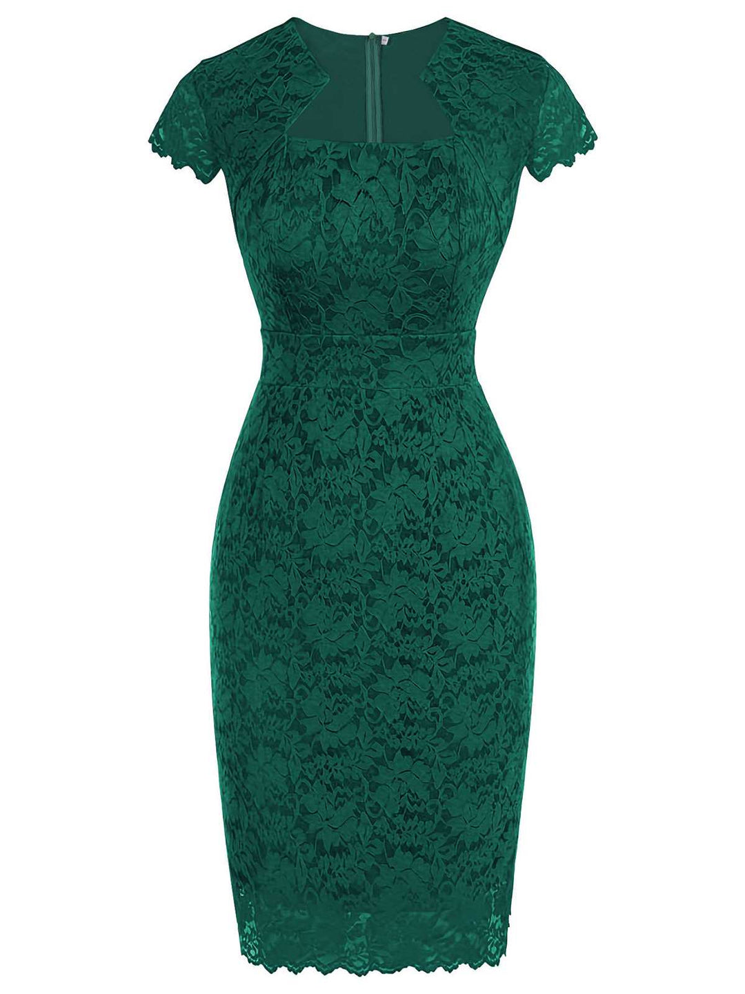 She slips into this Green 1960s Floral Solid Bodycon Dress and suddenly it&