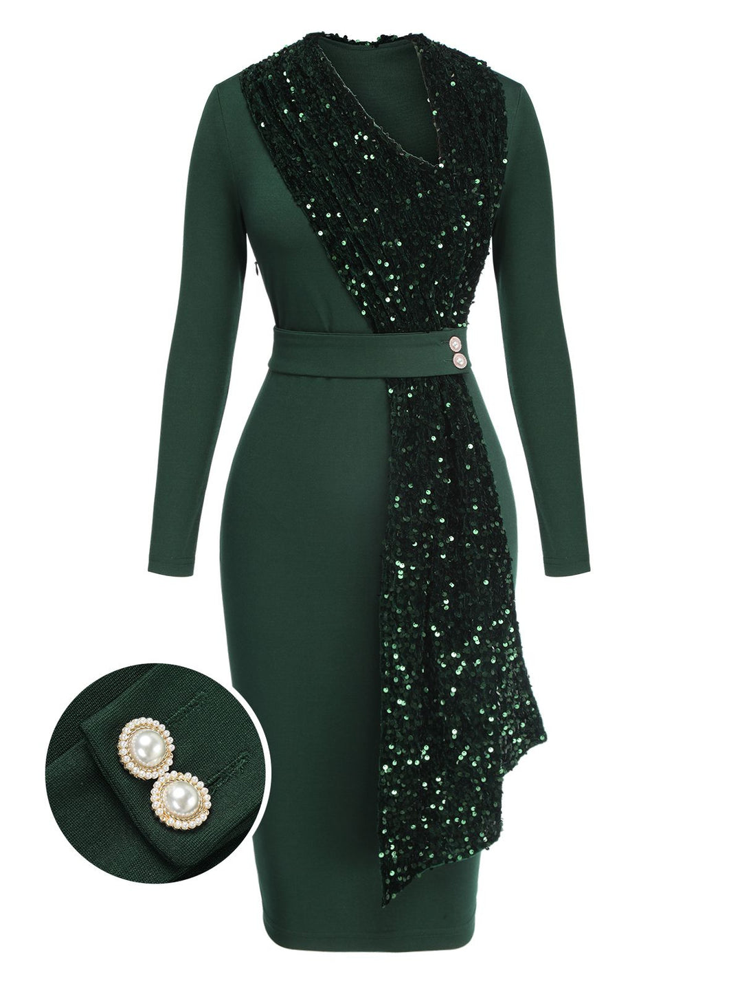 Green 1960s Glitter Patchwork Belted Dress, vintage dress, retro fashion - perfect for women who love vintage and retro fashion
