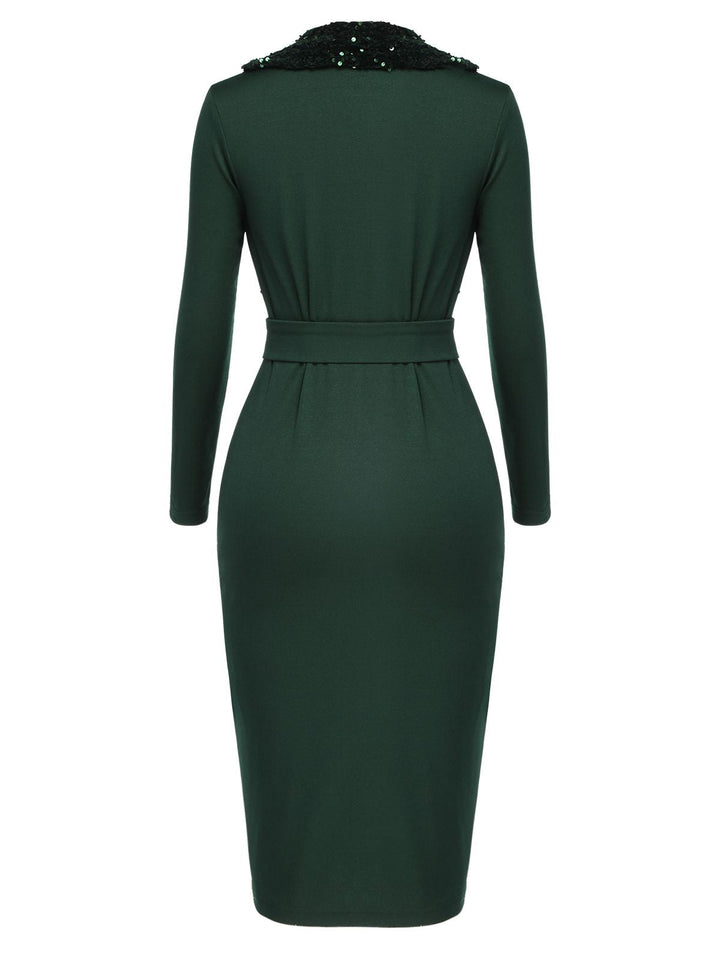 Green 1960s Glitter Patchwork Belted Dress, vintage dress, retro fashion - perfect for women who love vintage and retro fashion
