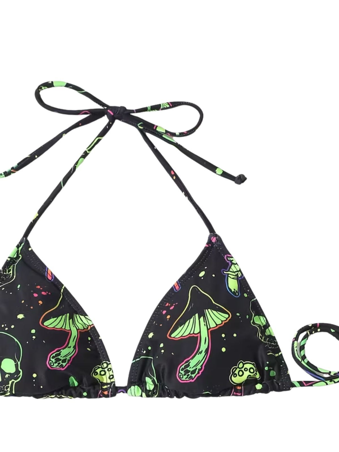 Green Print Mesh Vintage Slim Bikini Set 4