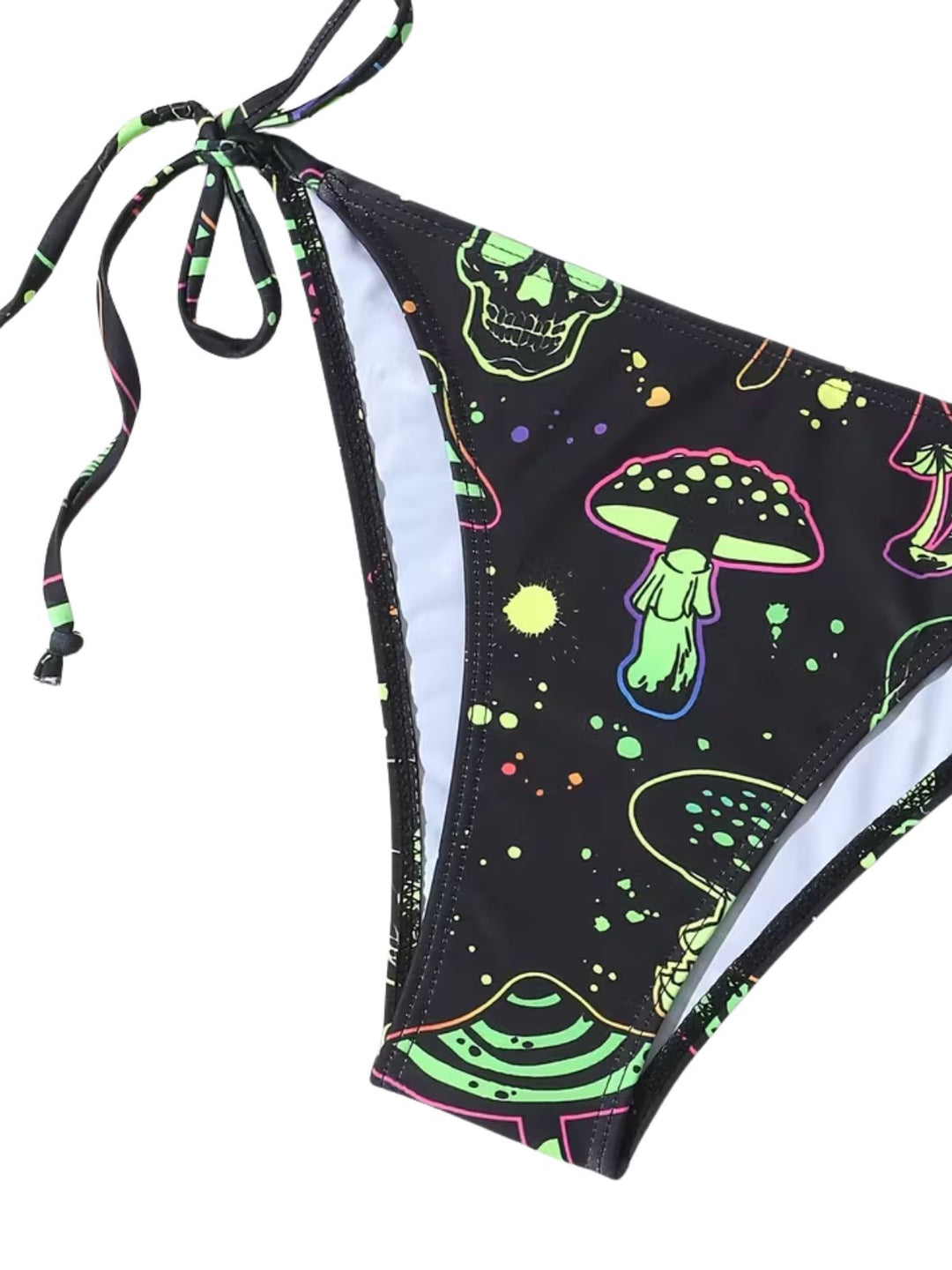 Green Print Mesh Vintage Slim Bikini Set 5