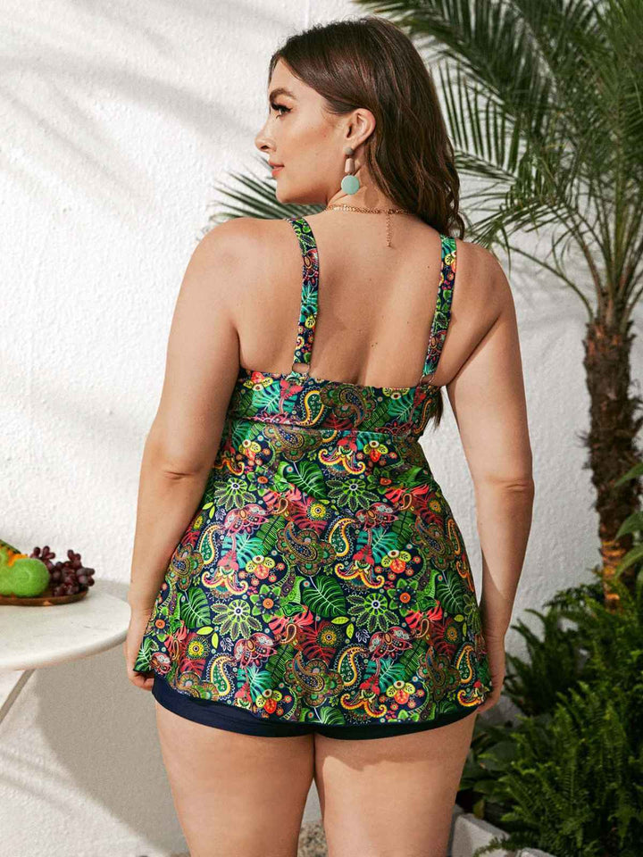 Green Hippie Prints Bow Tankini: Riviera elegance, reimagined for her