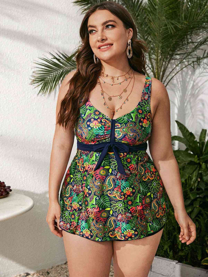 Green Hippie Prints Bow Tankini — because glamour never goes out of style