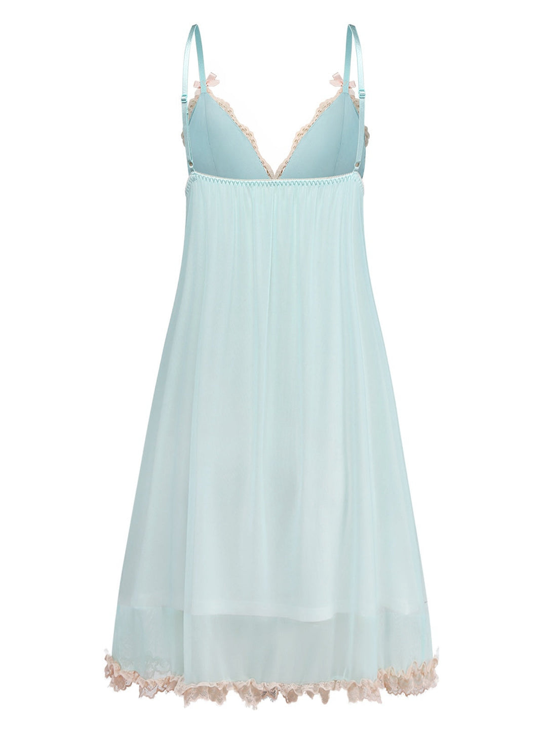 Green Mesh Lace Patchwork Bow Straps Nightdress: where romance meets her modern spirit