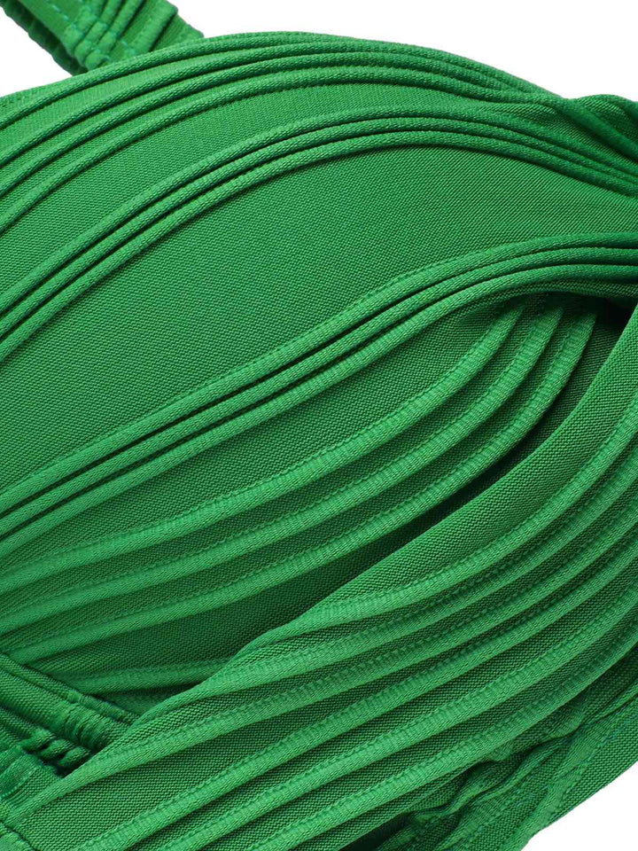 Green 1960s Pleated Solid Swimsuit — because 1960s glamour never goes out of style