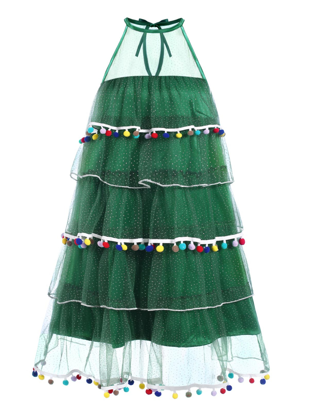 Green 1960s Pom-Pom Christmas Tree Dress: where 1960s romance meets her modern spirit