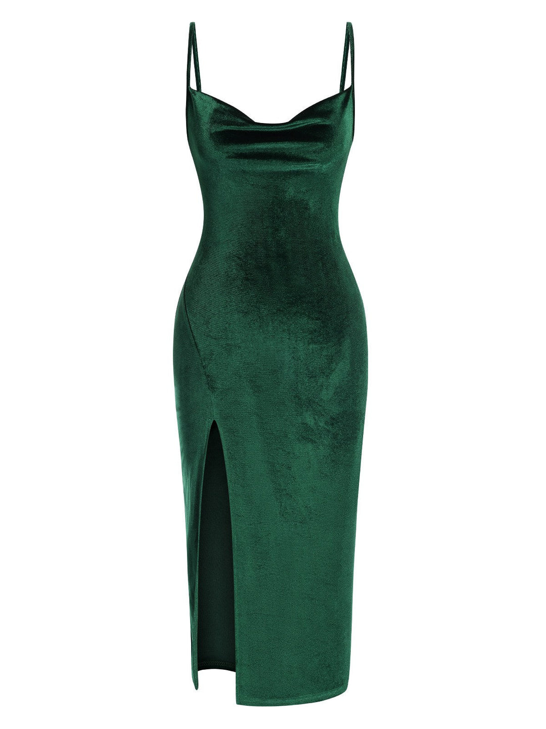 Green 1960s Slit Suspender Velvet Dress, vintage dress, retro fashion, women, elegant