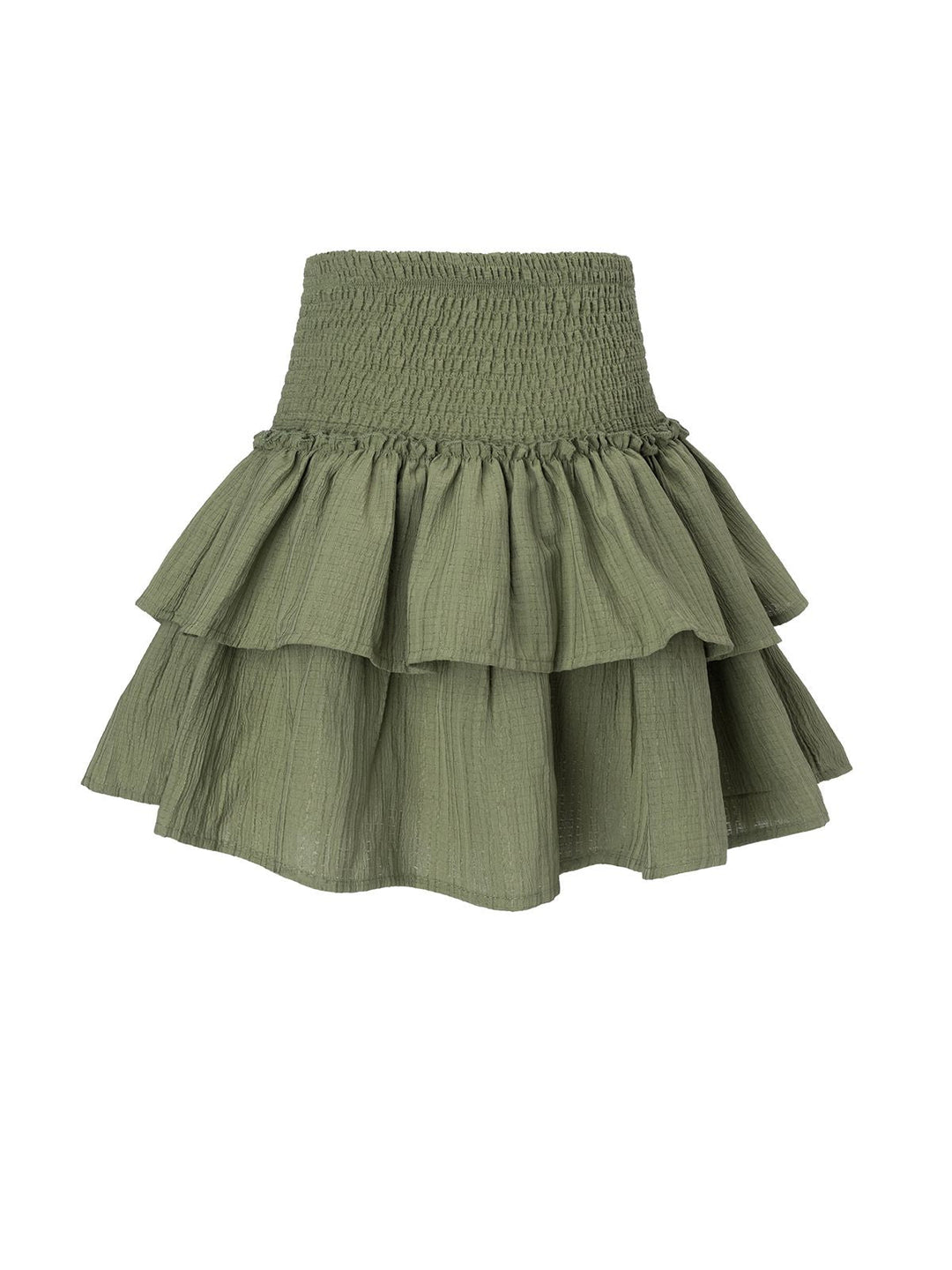 She sways in this Green 1960s Solid Elastic Waist Cake Skirt and it&