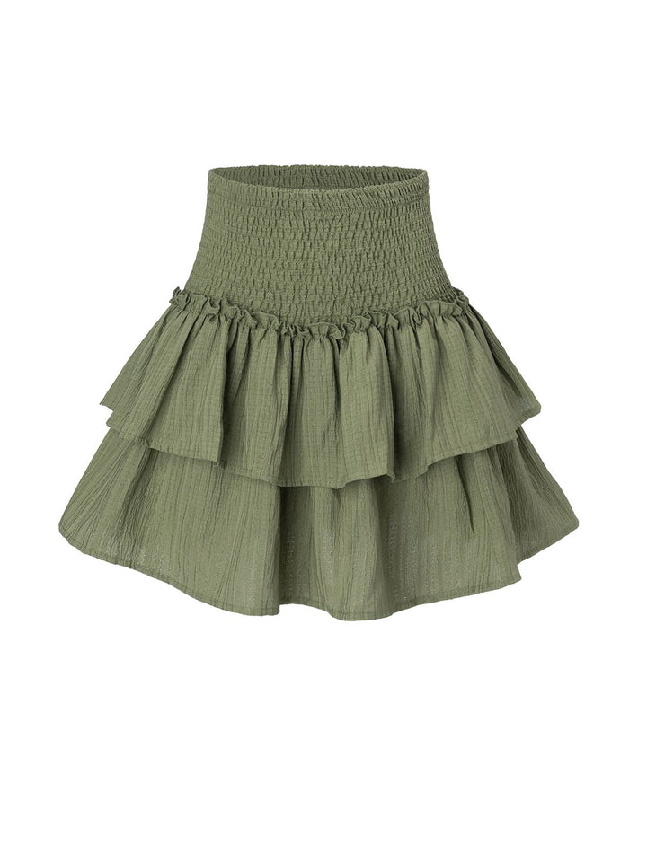 Green 1960s Solid Elastic Waist Cake Skirt: 1960s grace for the woman who dances through life
