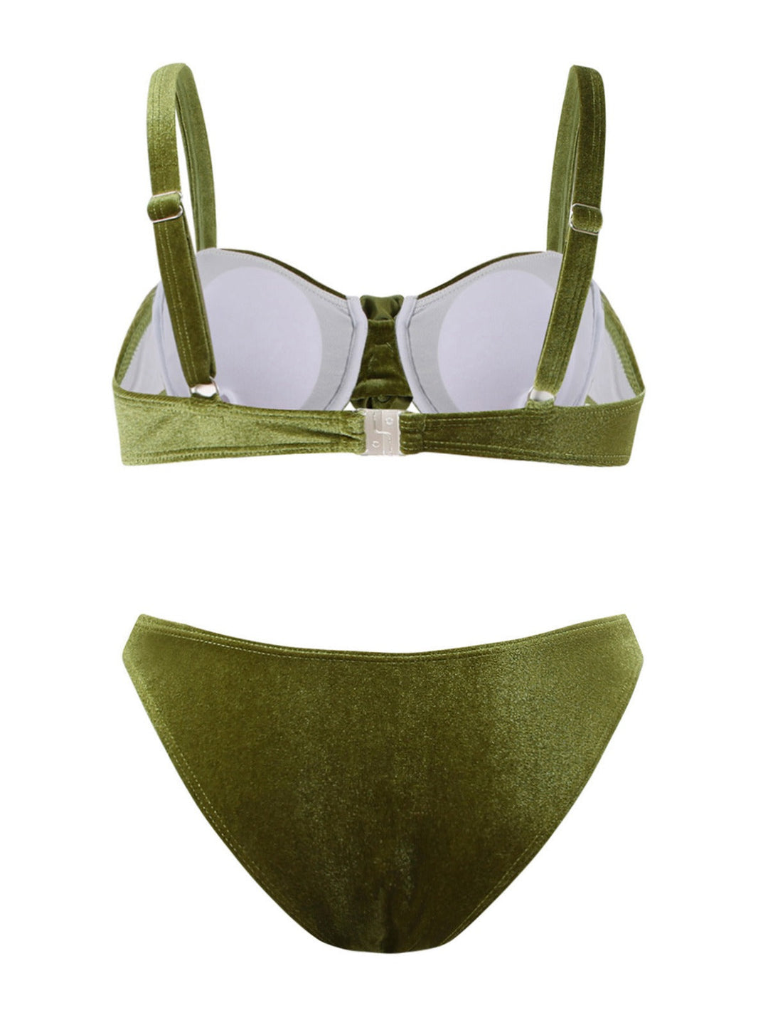 Green 1960s Solid Velvet 3D Rose Bikini Set - vintage fashion, retro style
