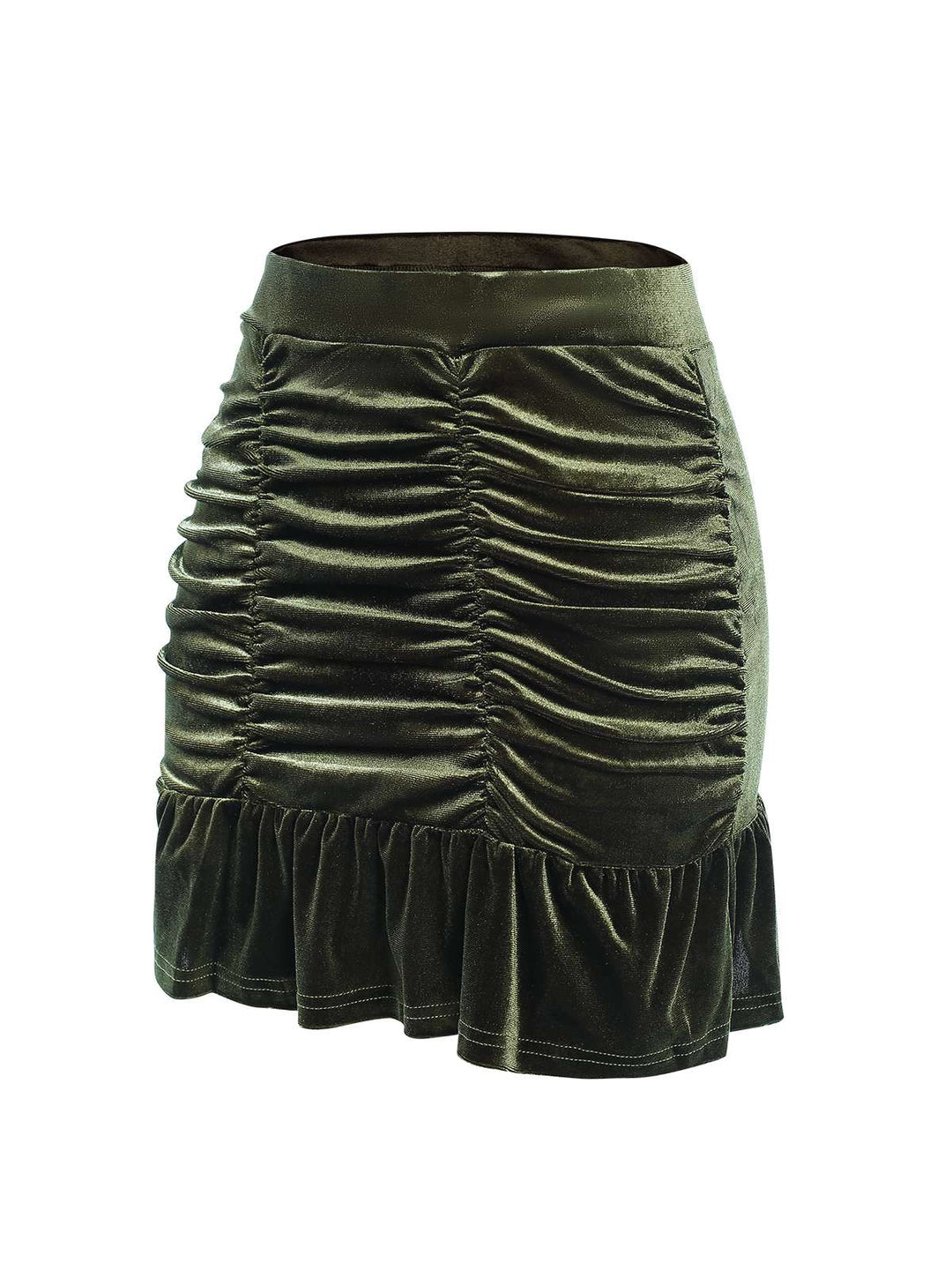 Green 1960s Solid Wrinkles Velvet Skirt, vintage skirt, retro style - perfect for women who love vintage and retro fashion
