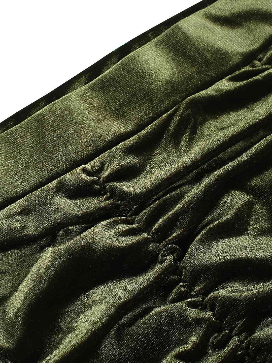 Green 1960s Solid Wrinkles Velvet Skirt, vintage skirt, retro style - perfect for women who love vintage and retro fashion