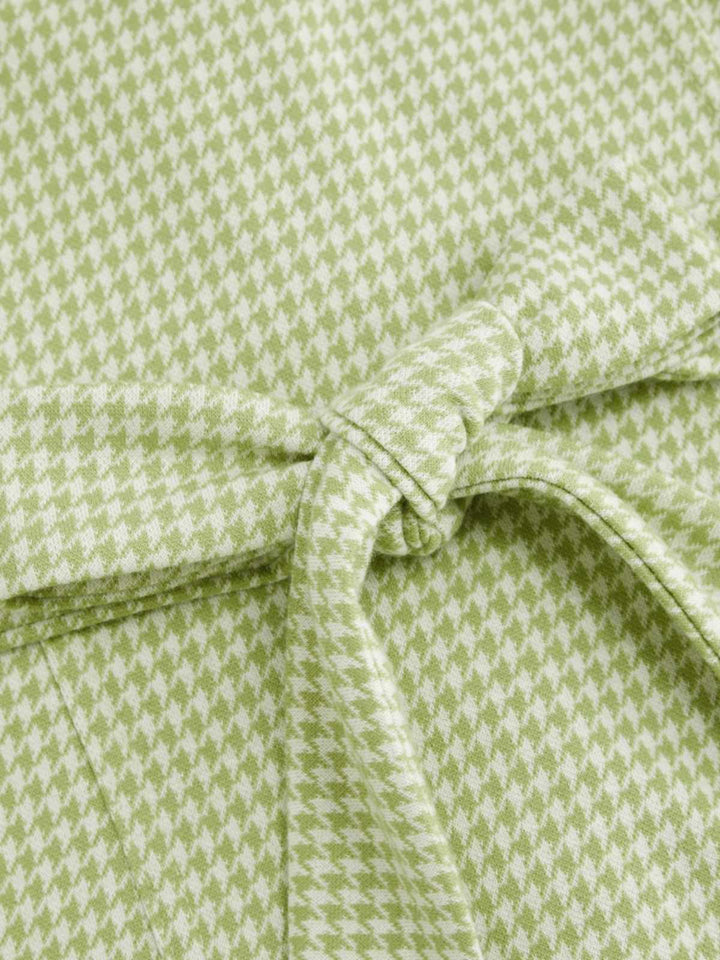 Green 1960s V-Neck Houndstooth Sleeveless Dress - vintage dress, retro fashion