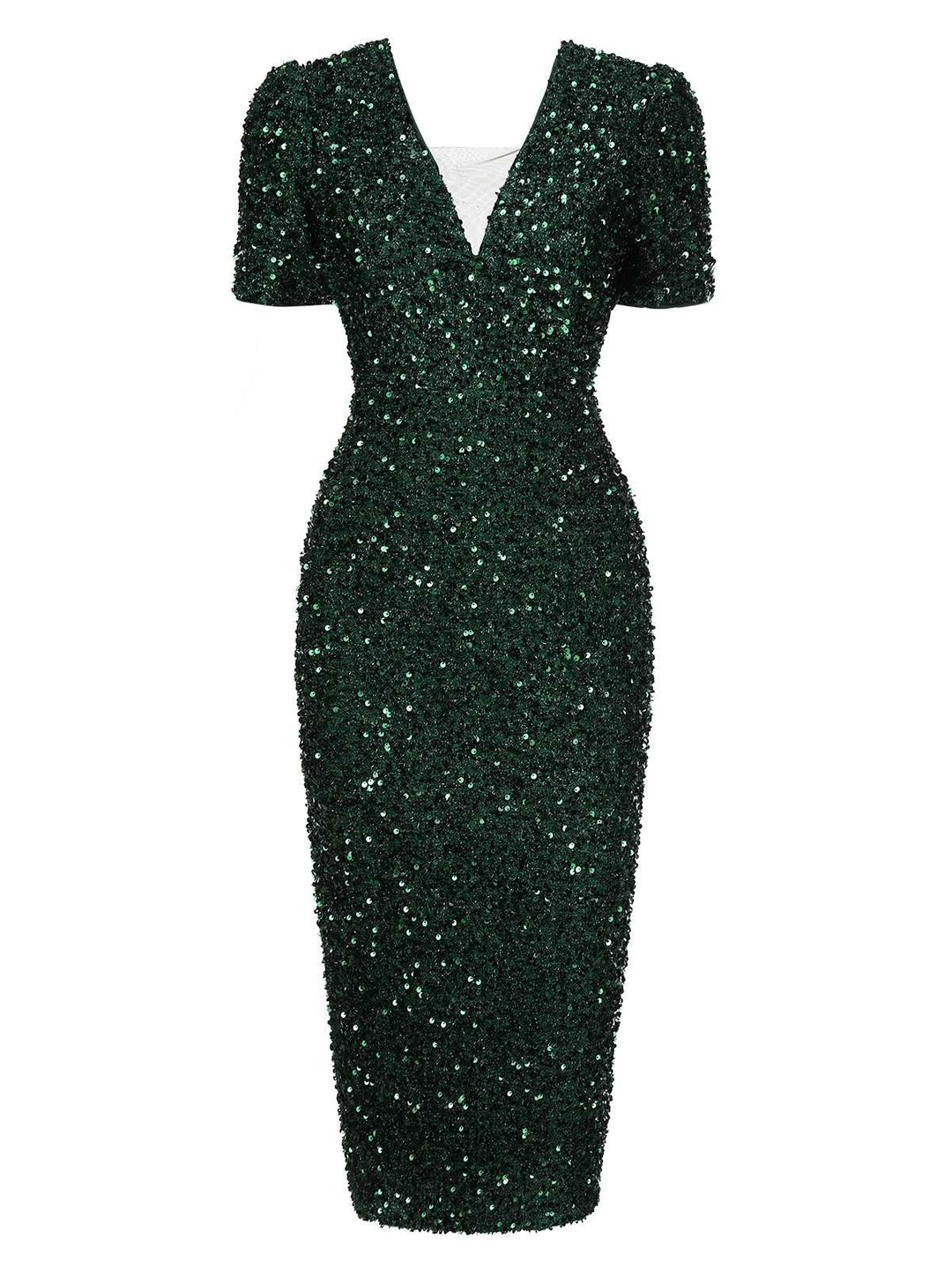 Green 1960s V-Neck Sequined Pencil Dress, vintage dress, retro fashion - perfect for women who love vintage and retro fashion