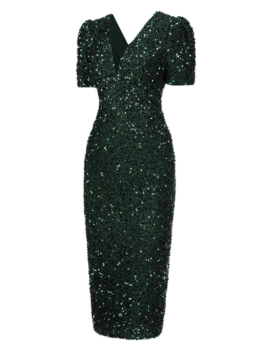 Green 1960s V-Neck Sequined Pencil Dress, vintage dress, retro fashion - perfect for women who love vintage and retro fashion