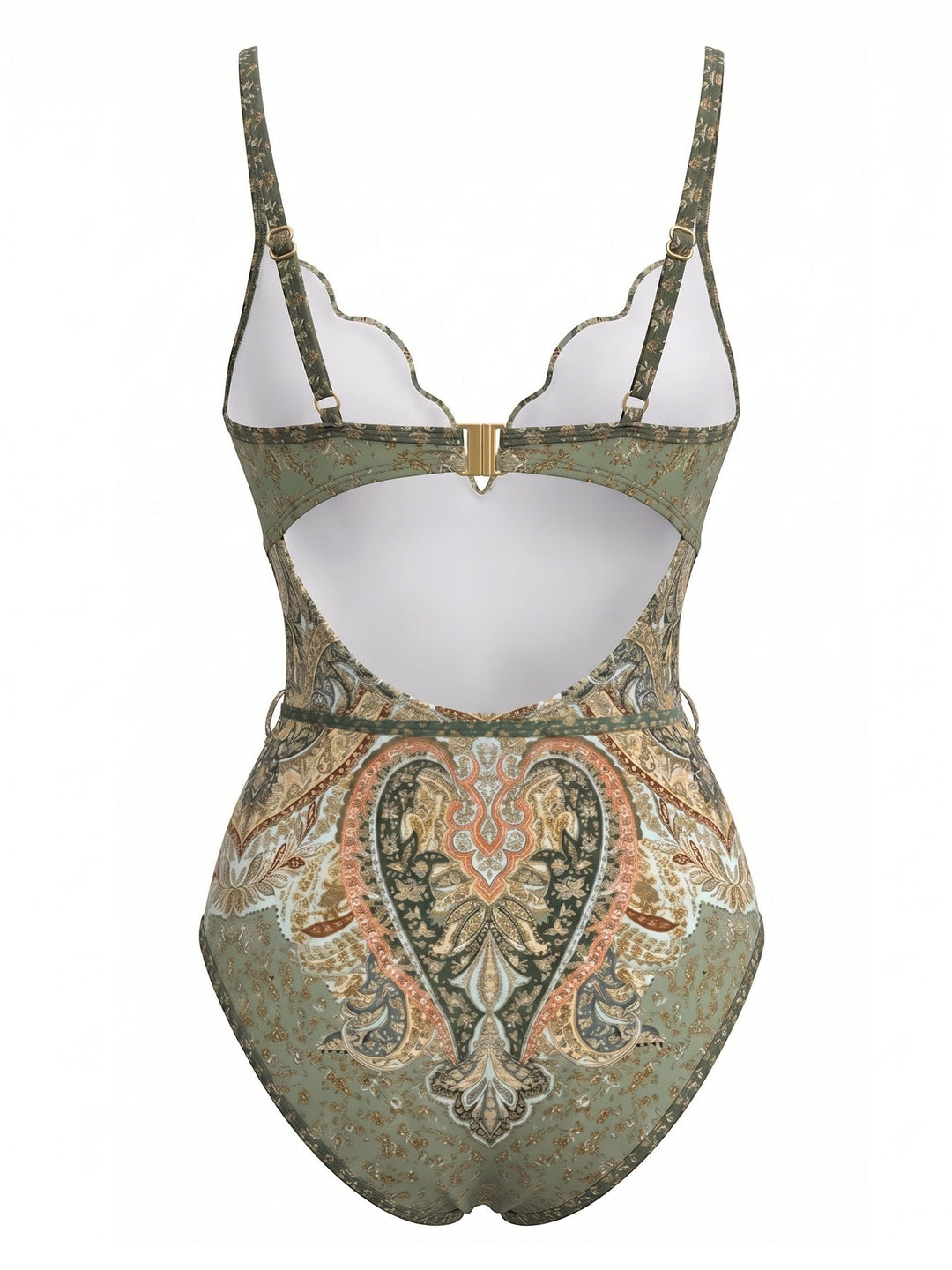 Green Bohemia Petal Collar One-Piece Swimsuit, vintage swimsuit, swimwear - perfect for women who love vintage and retro fashion