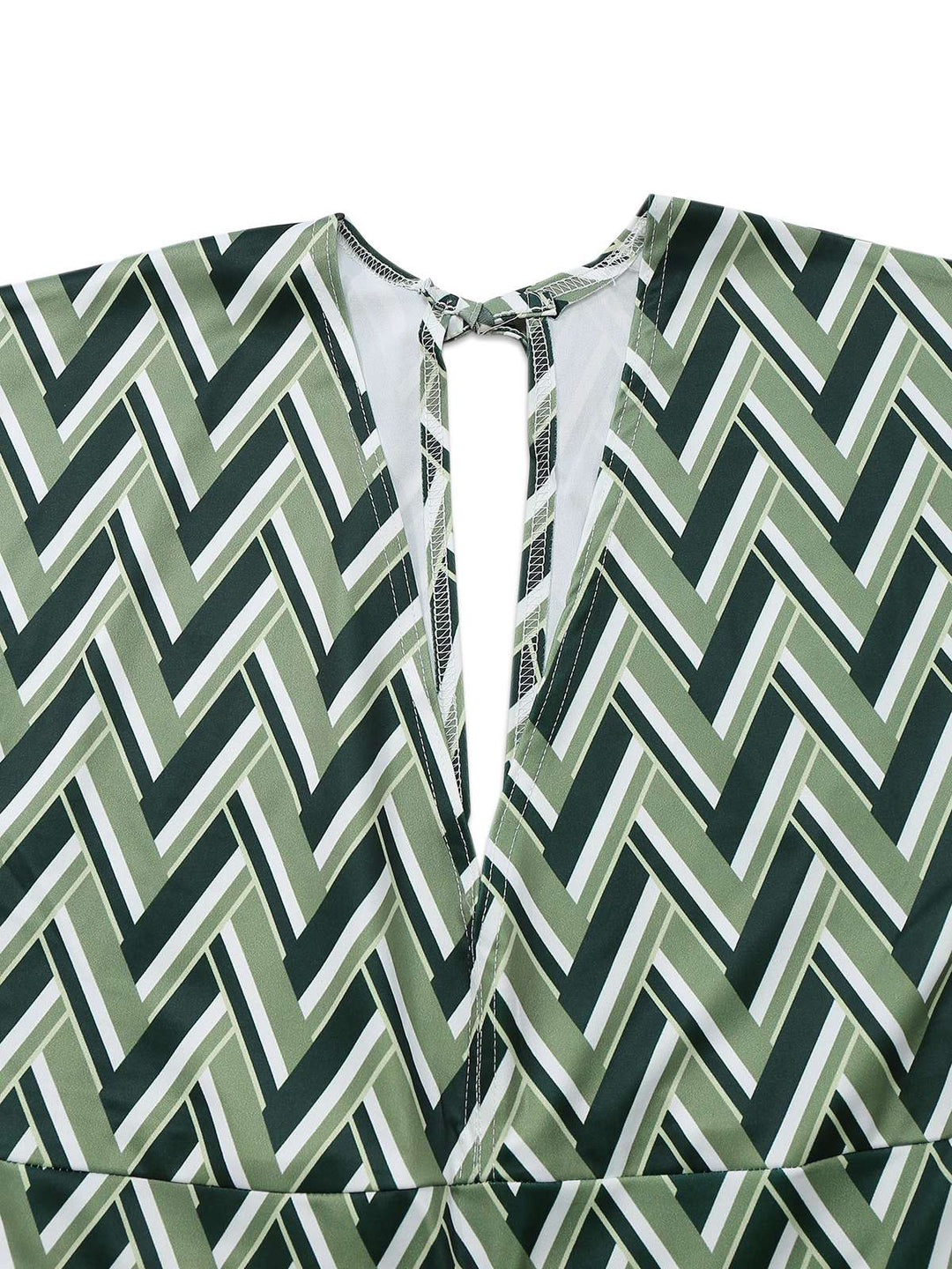 Green 1970s Boho Deep V-Neck Flare Leg Jumpsuit - vintage jumpsuit, retro fashion