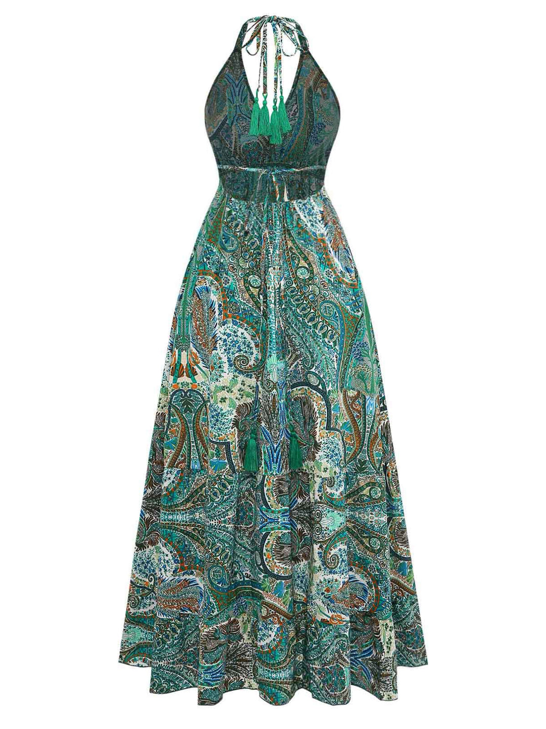 Green 1940s Ruffle Collar Swing Dress 3