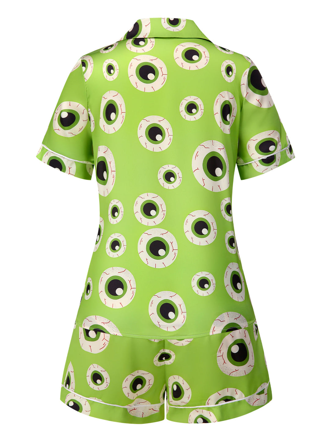 Green Halloween Eyeball Lapel Pajama Set, vintage fashion, retro style - perfect for women who love vintage and retro fashion