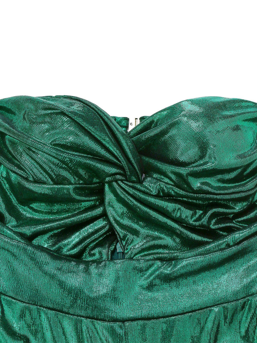 Green 1970s Knotted Cut-Out Glossy Jumpsuit - vintage jumpsuit, retro fashion