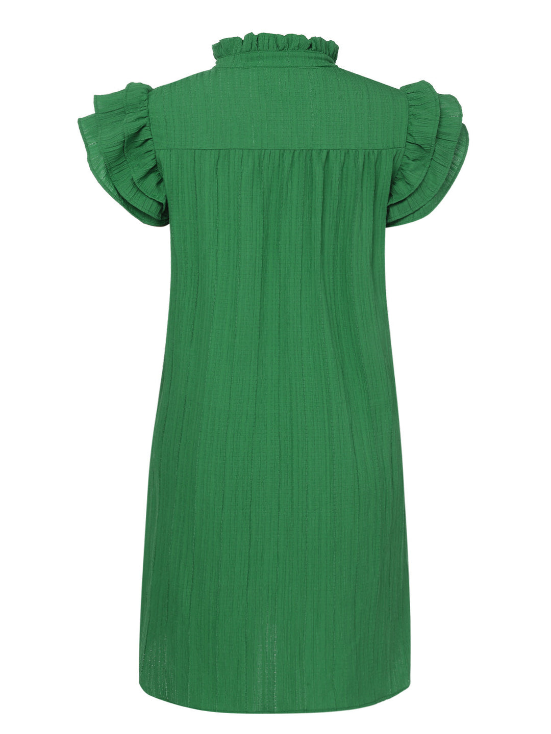 Green 1970s Solid Stand Collar Flounce Sleeve Dress, vintage dress, retro fashion - perfect for women who love vintage and retro fashion