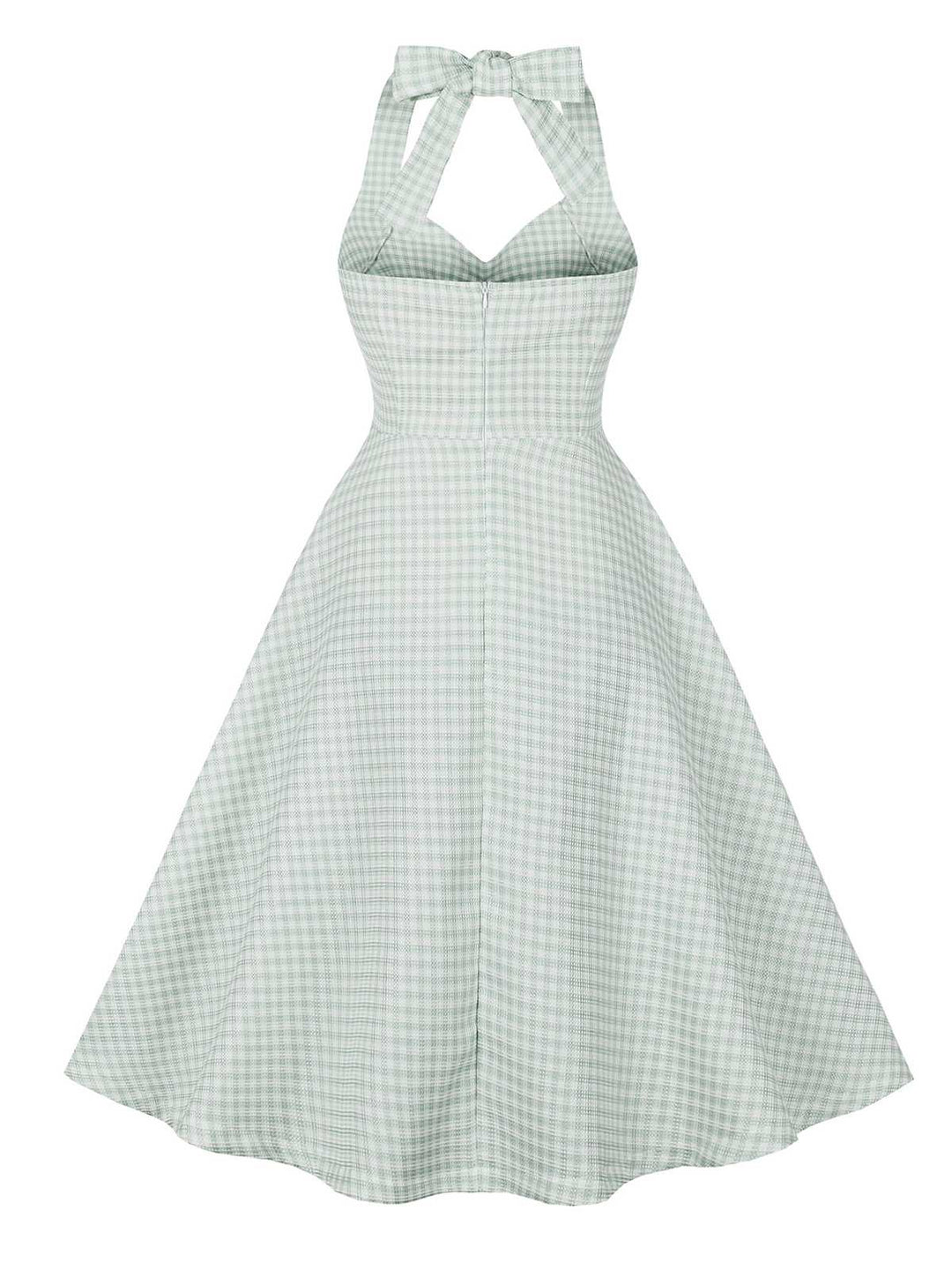 Green Gray 1950s Halter Plaids Dress: where 1950s romance meets her modern spirit