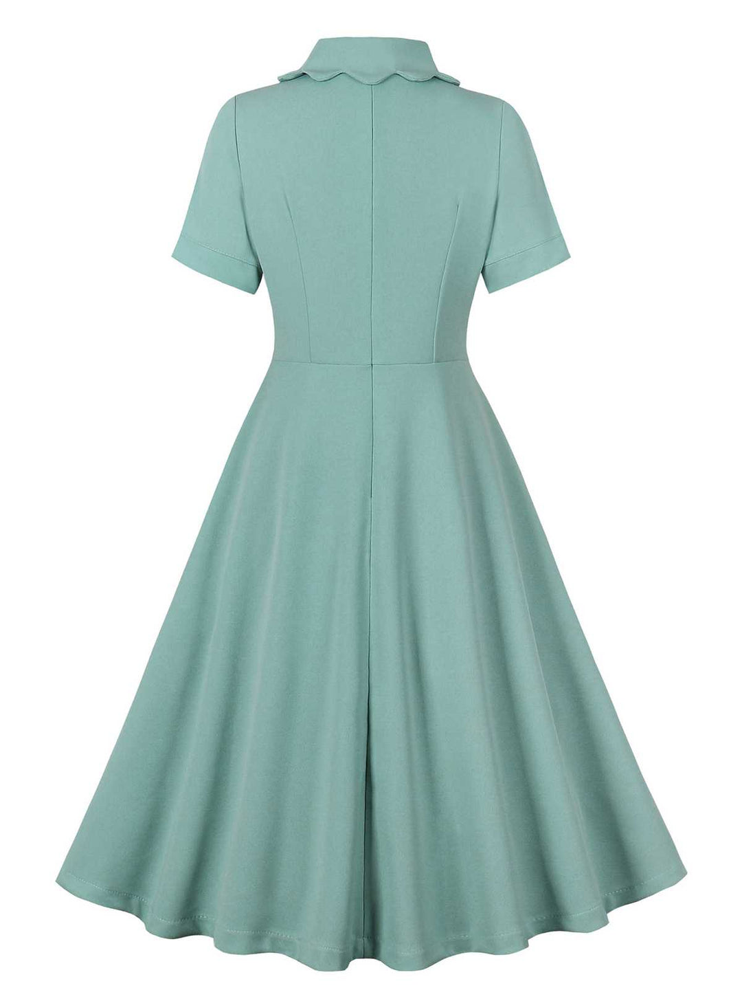 Green Gray 1950s Lapel Solid Dress: where 1950s romance meets her modern spirit