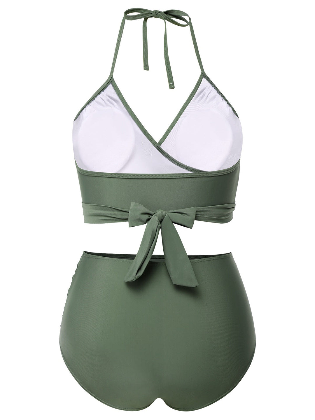 Green Grey Halter Strappy Tankini Swimsuit — because glamour never goes out of style