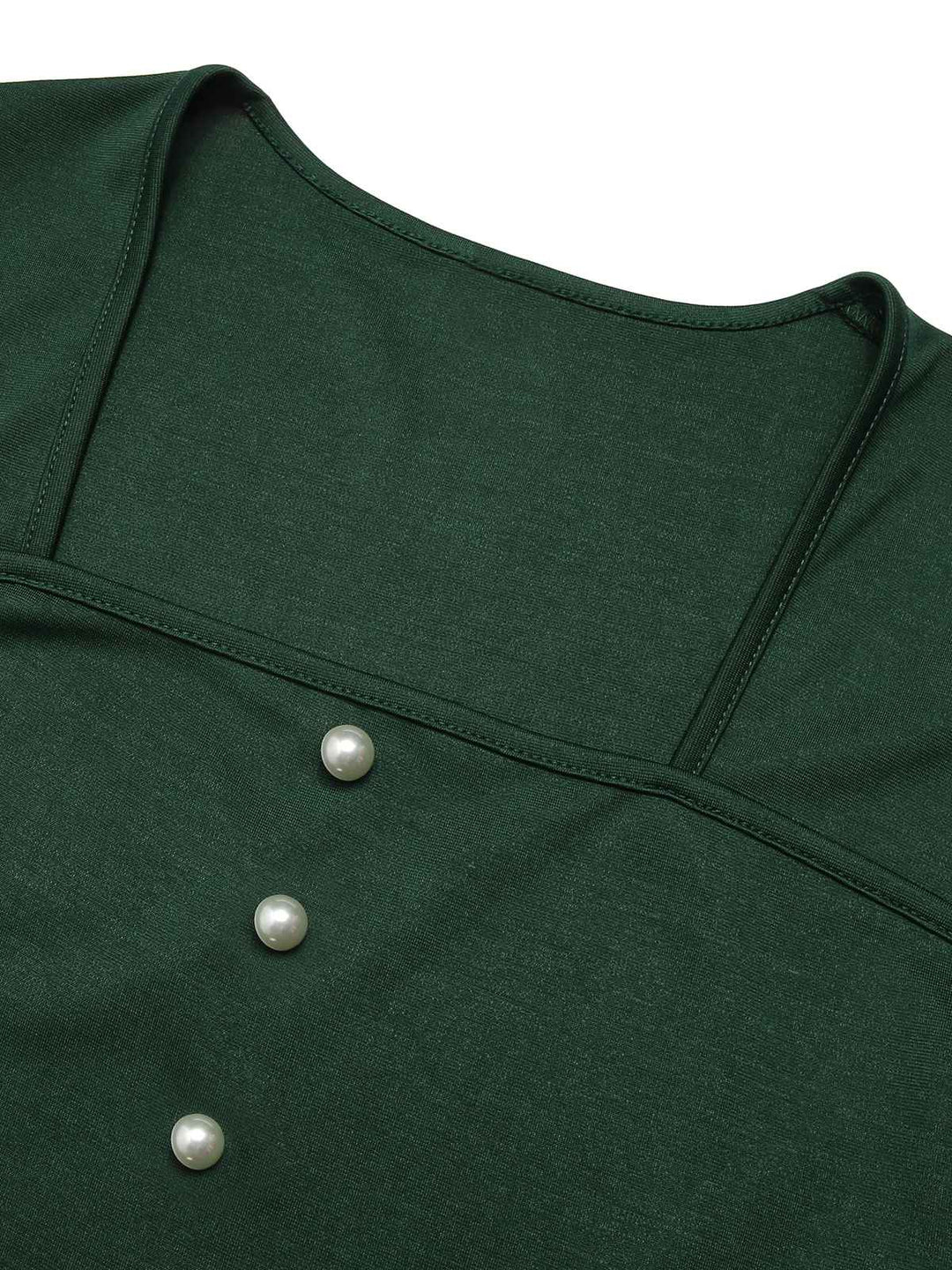 Green&amp;Red 1950s Square Neck Plaids Long Sleeve Dress: timeless style reimagined