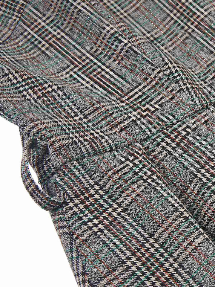 2PCS Grey 1940s V-Neck Plaid Dress &amp; Satin Blouse — the kind of 1940s dress that makes strangers smile