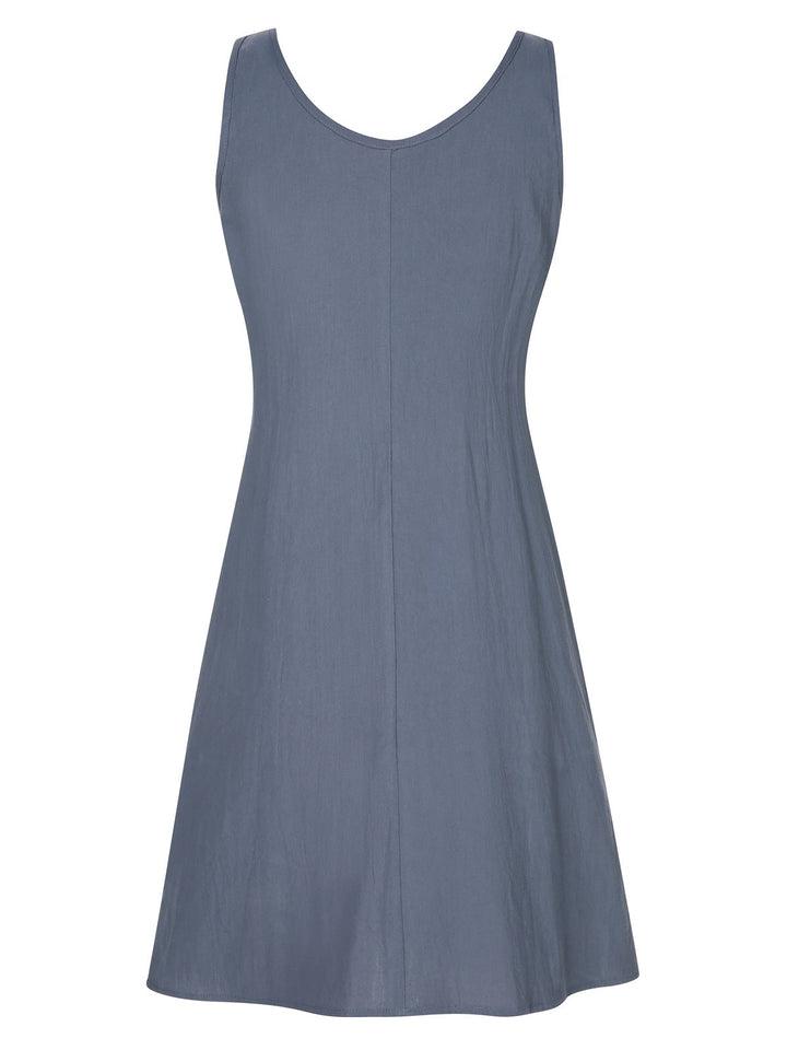 Grey 1970s Solid Buttoned Straps Dress, vintage dress, retro fashion - perfect for women who love vintage and retro fashion
