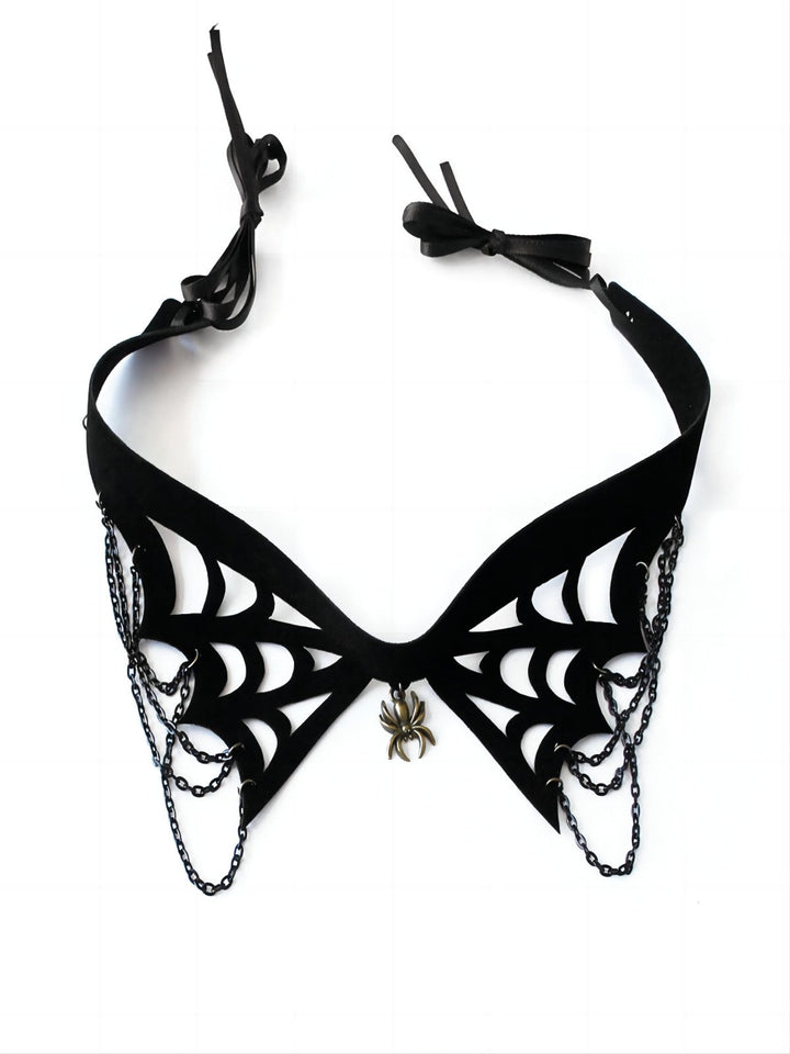 Halloween Black Spider Web Gothic Necklace: timeless style reimagined