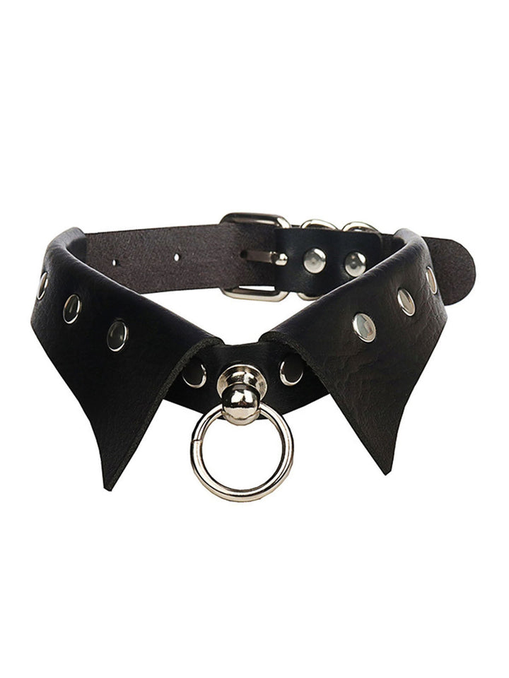 She adds this Halloween Gothic Faux Leather Collar Choker Necklace and suddenly it&