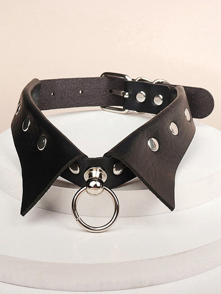 She adds this Halloween Gothic Faux Leather Collar Choker Necklace and suddenly it&