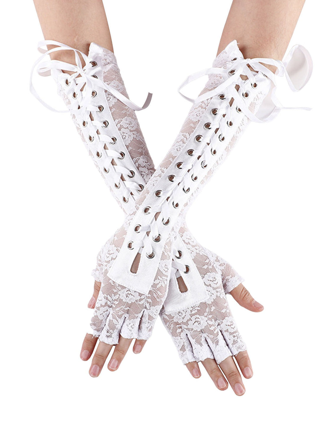 This Halloween Punk Party Lace-Up Half Finger Gloves carries vintage stories waiting to be told