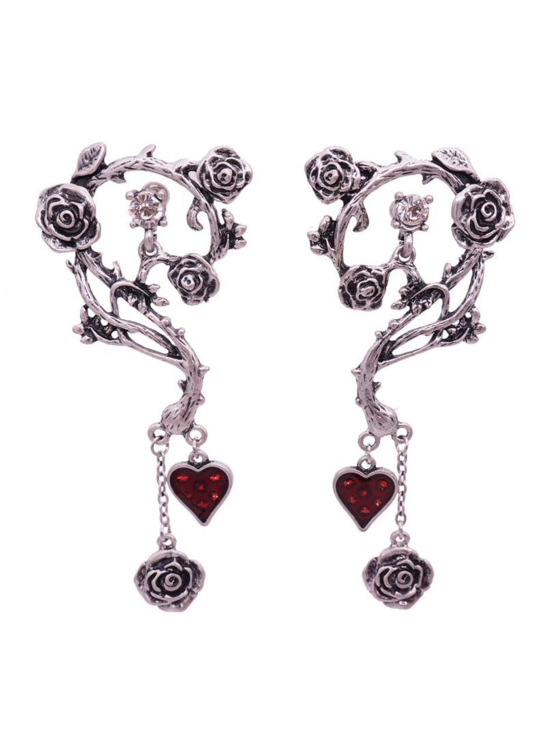 Halloween Rose &amp; Heart Drop Earrings: timeless style reimagined