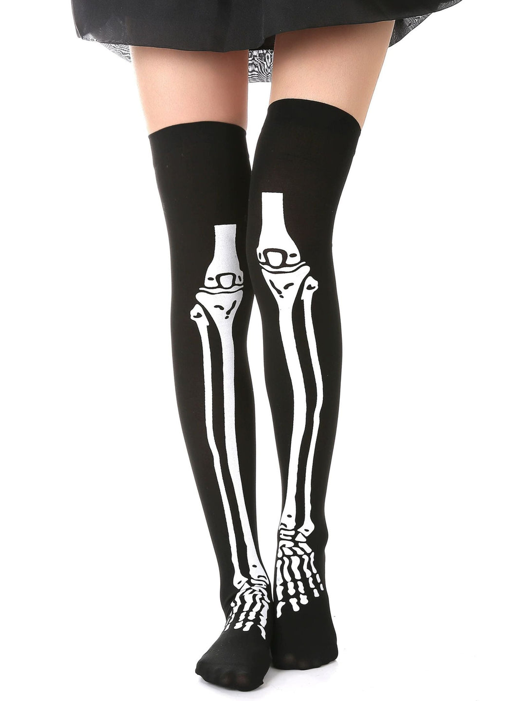 Halloween Skeleton Thigh High Socks &amp; Gloves Set - vintage fashion, retro style