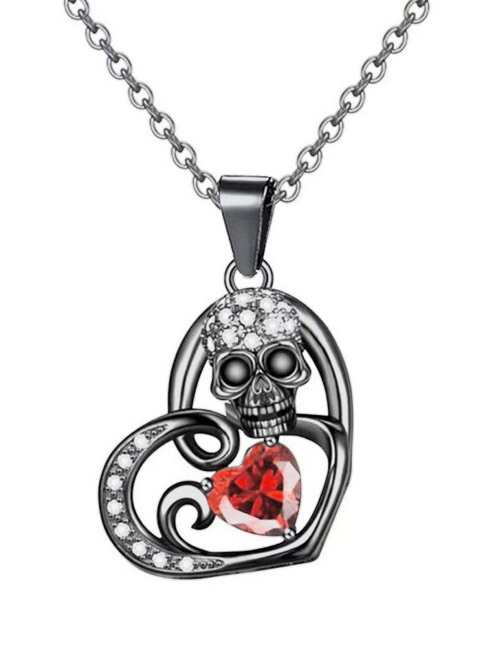 She adds this Halloween Skull Heart Pendant Necklace and suddenly it&
