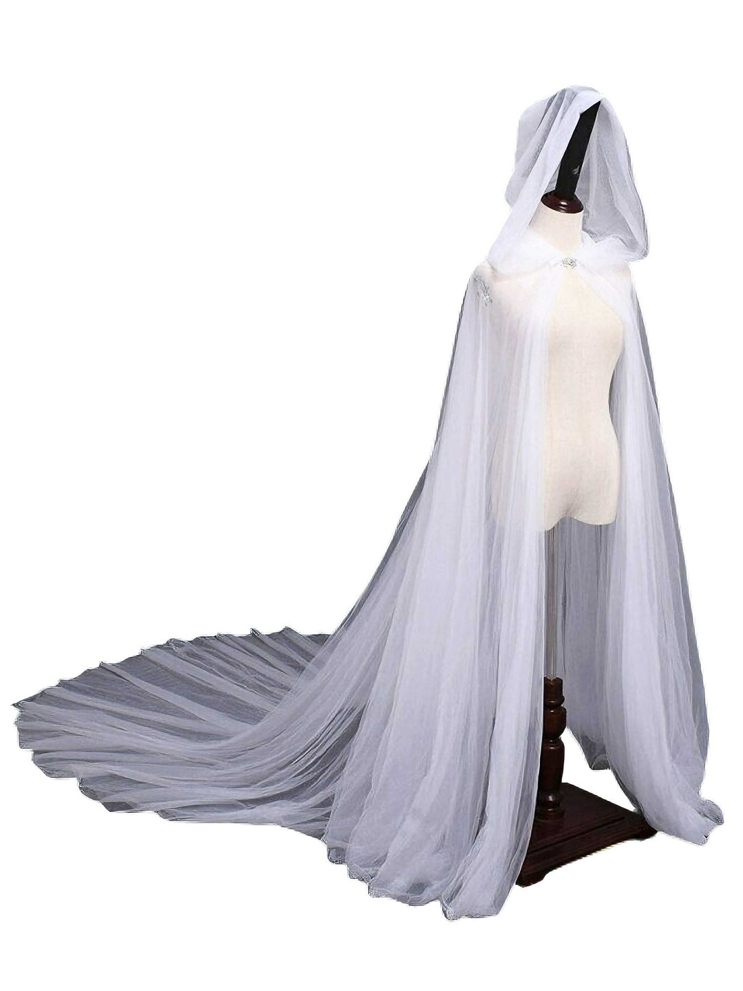 Halloween Vampire Bride Mesh Hooded Cape Cloak - vintage fashion, retro style